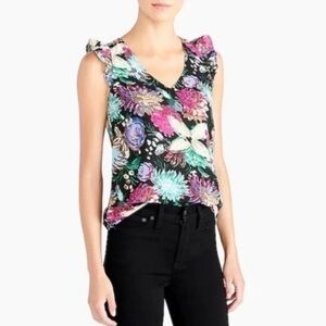 J.crew Womens Printed sleeveless Ruffle tops size 2